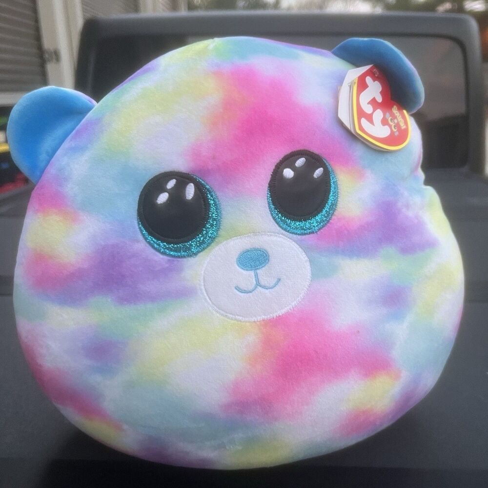 TY Squishmellow HOPE Tie Dye Bear Large Squish-A-Boos Plushie BNWMT Pillow Plush